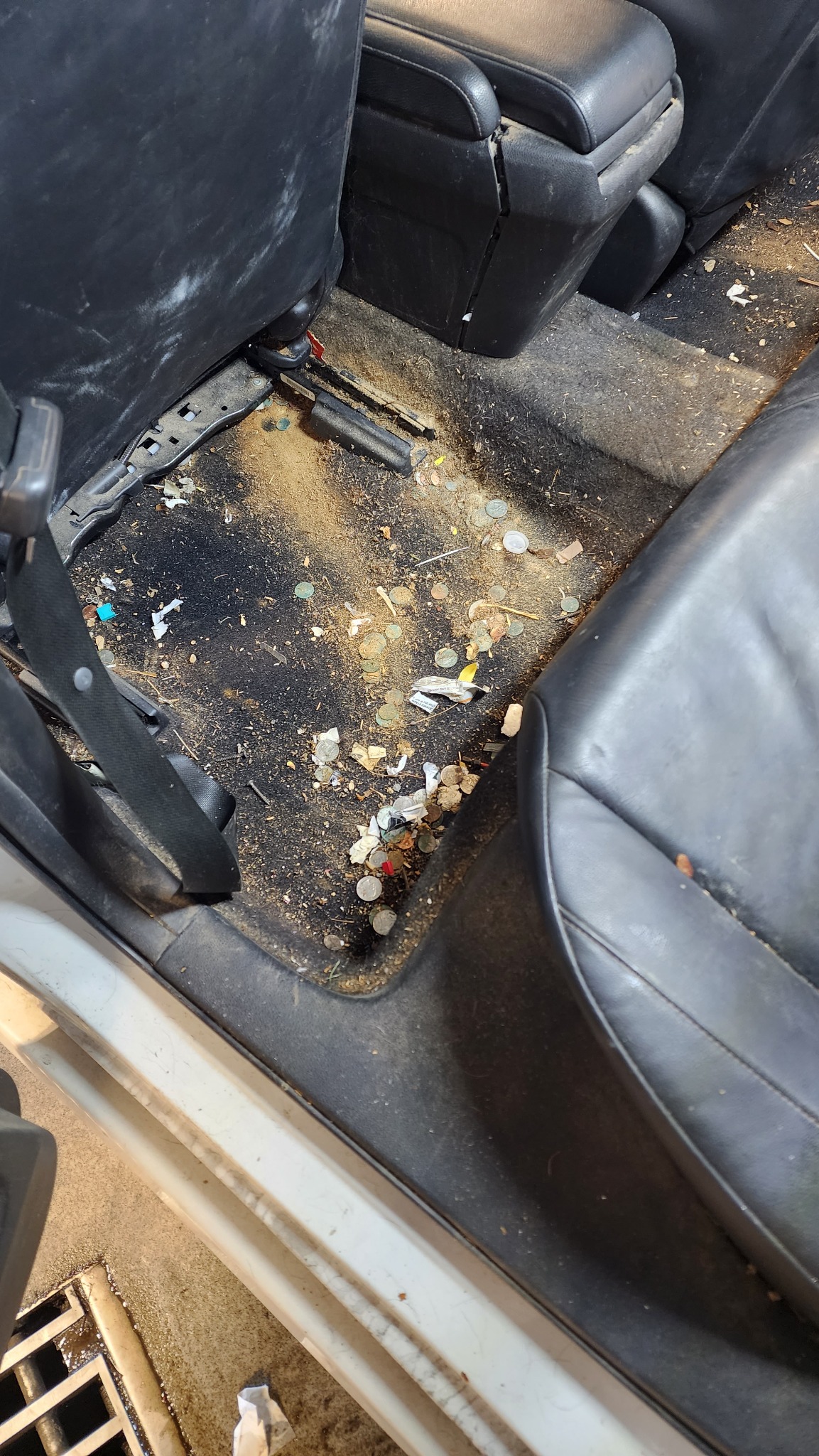 Dirty vehicle interior before detailing